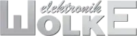Das alte Wolke-Elektronik-Logo zeigt den Schriftzug in hellgrauen und weißen Buchstaben mit markanter, kantiger Blockschrift.